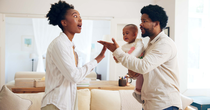 parents in hot conversarion with child listening